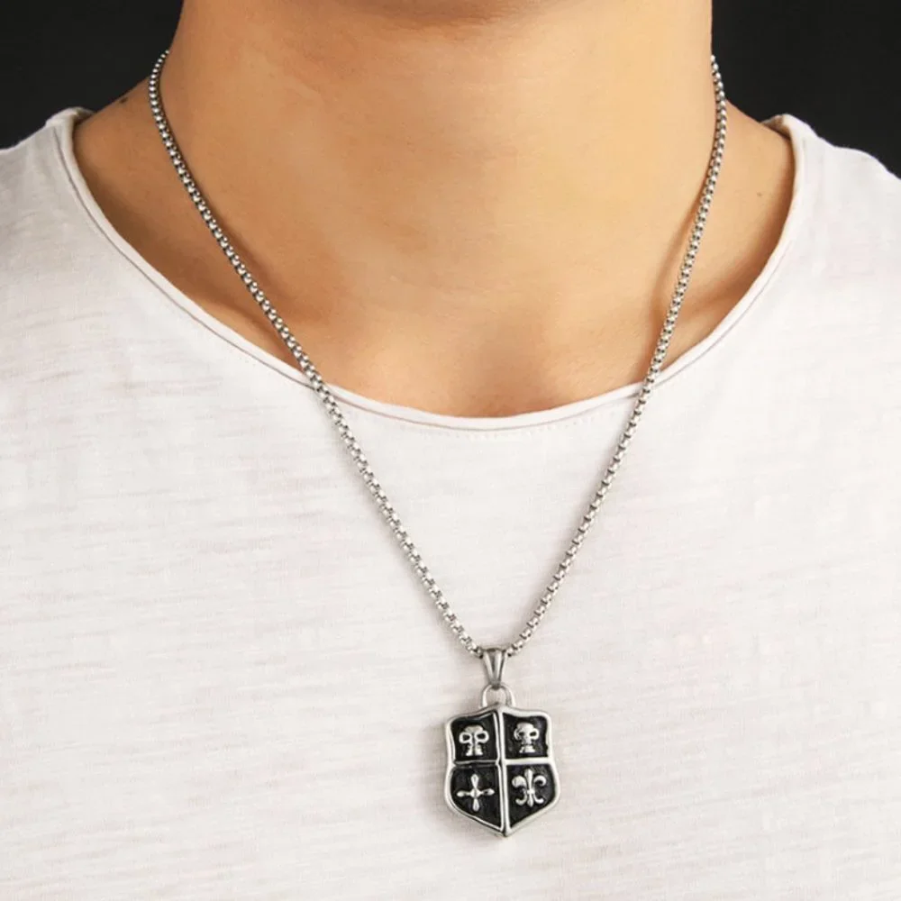❤️Stainless steel punk skull pendant necklace for women/men, N90201P181